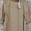 Blusen*by basics Bluse 13005 in desert/caramel mit Puffärmeln - Baumwolle & Elasthan