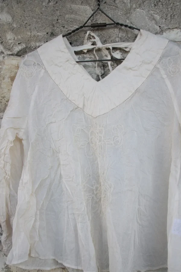 Blusen*Ewa i Walla Bluse 44910 ROSMARI in creme mit Stickereien- reiner, softer Organza