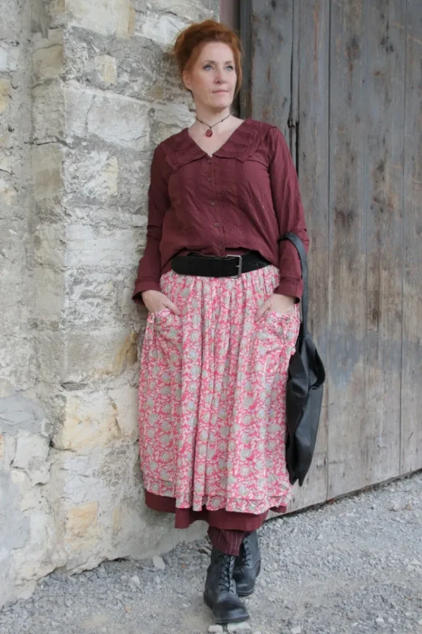 Blusen*Ewa i Walla * Bluse 44105 VALFRIED in burgunder rot (burgundy) - reine Knitterbaumwolle