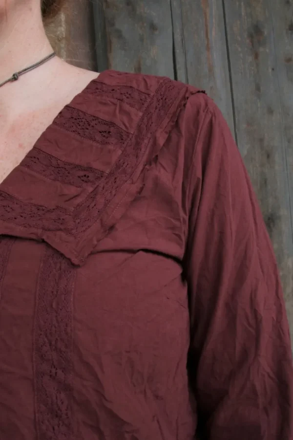 Blusen*Ewa i Walla * Bluse 44105 VALFRIED in burgunder rot (burgundy) - reine Knitterbaumwolle