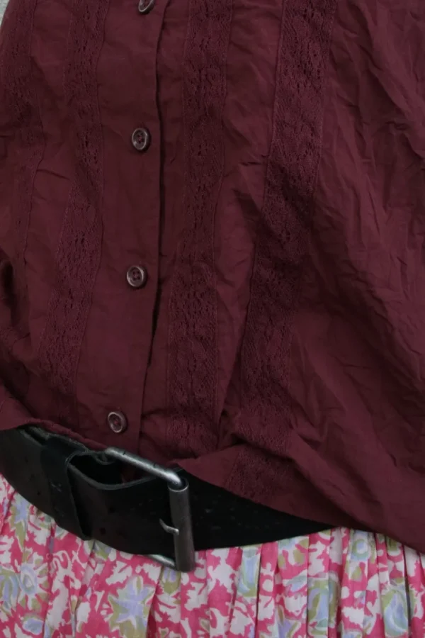 Blusen*Ewa i Walla * Bluse 44105 VALFRIED in burgunder rot (burgundy) - reine Knitterbaumwolle