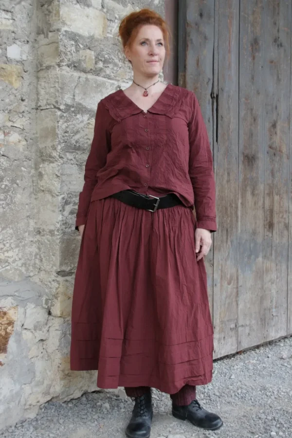 Blusen*Ewa i Walla * Bluse 44105 VALFRIED in burgunder rot (burgundy) - reine Knitterbaumwolle