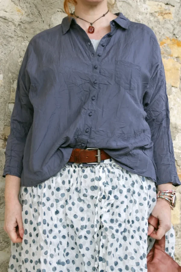 Blusen*Ewa i Walla Bluse ERIS 44125 in blau (blue) - Sushi Voile aus Baumwolle und Viskose