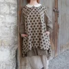 Tunika | Blusen*Ewa i Walla Bluse/Tunika 44920 ADITA in nussbraun (walnut) mit Punkten - reine Knitterbaumwolle
