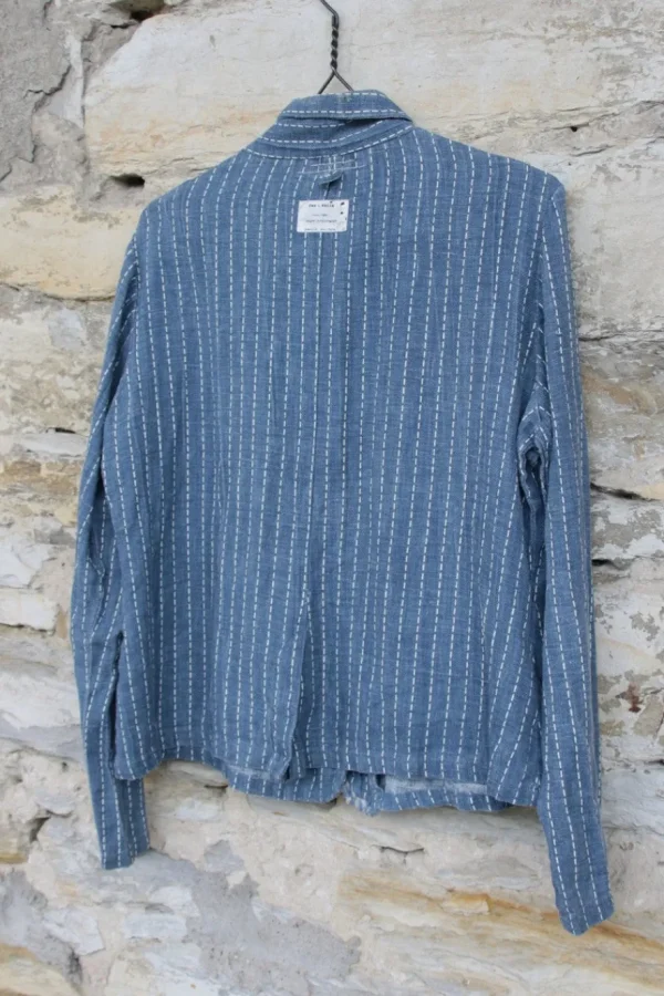 Jacken*Ewa i Walla Jacke 66294 in jeansblau mit Streifen - reines Leinen