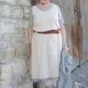 Kleider*Ewa i Walla Kleid 55802 ALISA in creme mit hellblauen PomPoms - gerippter Jersey