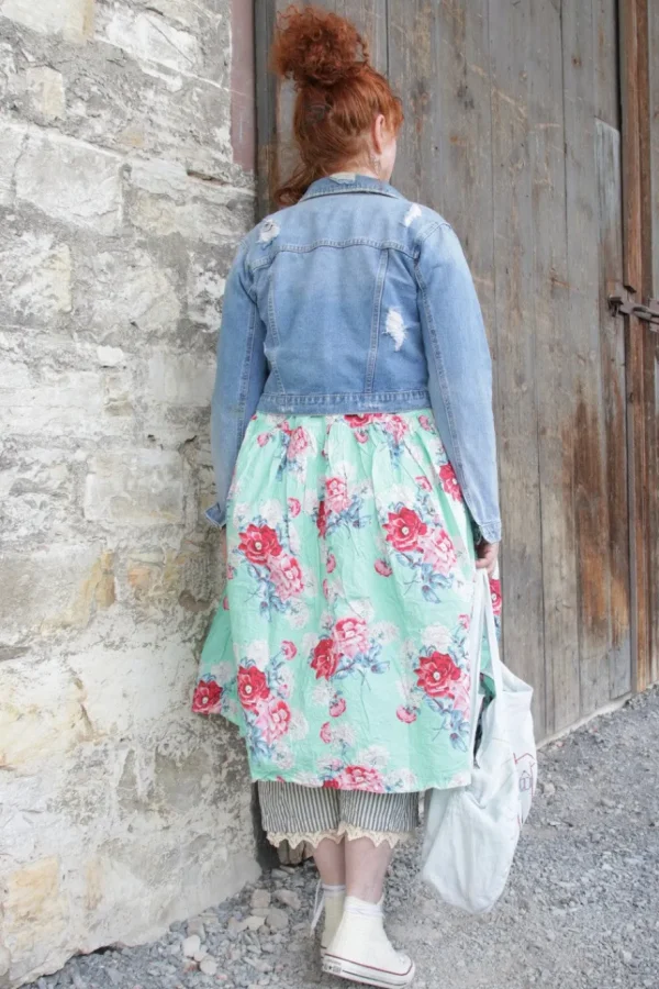 Kleider*Ewa i Walla Kleid 55859 ALISON in mintgrün mit Flowerprint (turquoise flower) - reine Knitterbaumwolle