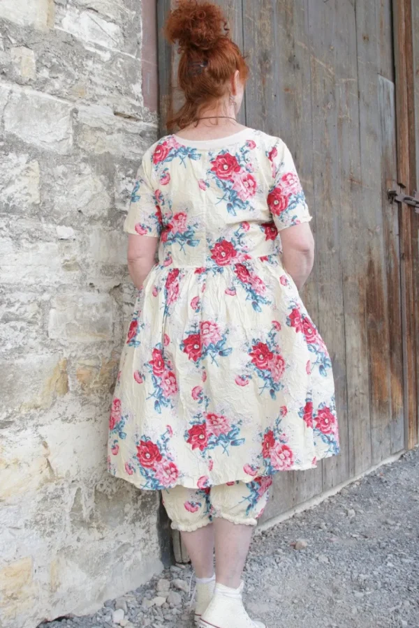Kleider*Ewa i Walla Kleid 55859 ALISON in pastellgelb mit Flowerprint (vanilla flower) - reine Knitterbaumwolle