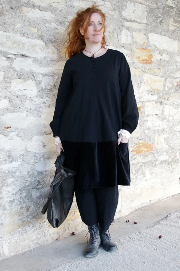 Kleider*Ewa i Walla * Kleid 55887 ANTONIA in schwarz (black) - softe Wolle & Baumwolle