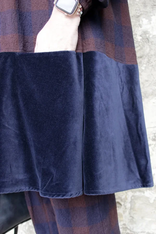 Kleider*Ewa i Walla * Kleid 55887 ANTONIA in blau burgunder kariert - softe Wolle & Baumwolle
