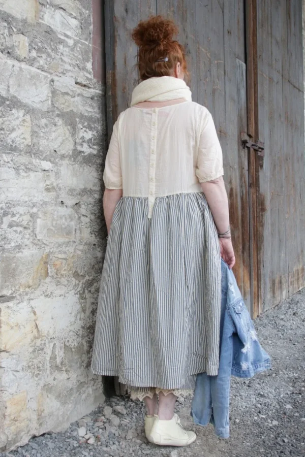 Kleider*Ewa i Walla Kleid 55843 BEDA im tollen Materialmix (striped cotton) - reine Baumwolle & Voile