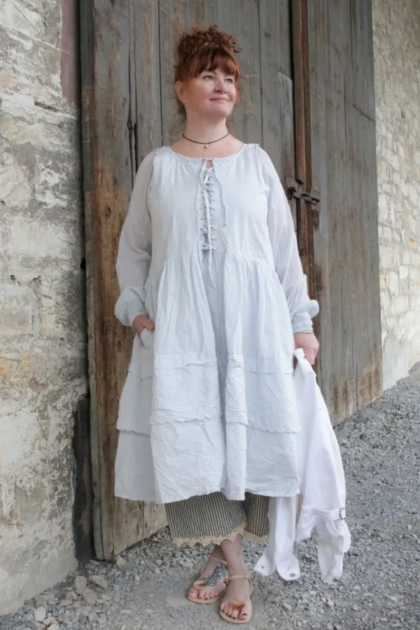 Kleider*Ewa i Walla Kleid 55841 INGALILL in pastellblau (ice blue) - reine Knitterbaumwolle