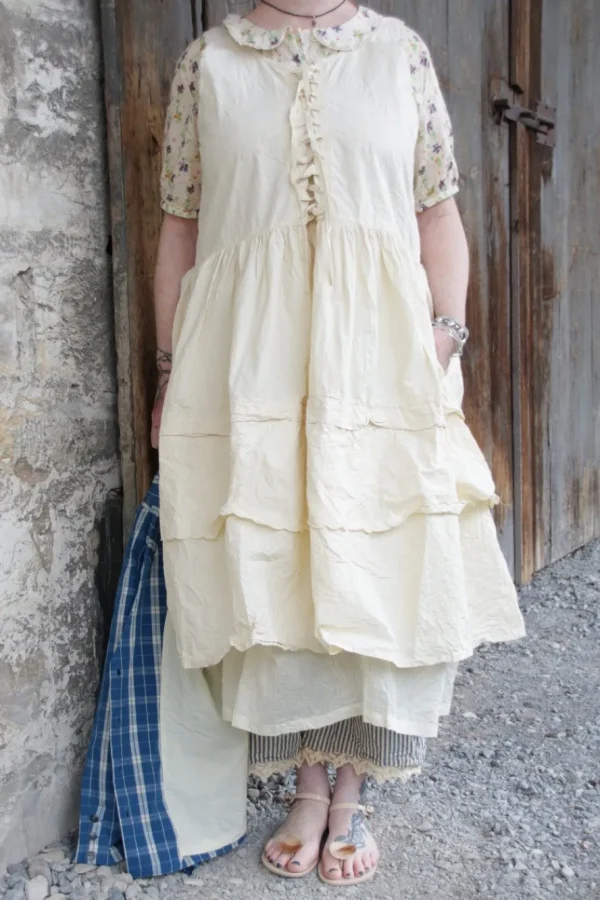Kleider*Ewa i Walla Kleid 55841 INGALILL in pastellgelb (vanilla) - reine Knitterbaumwolle