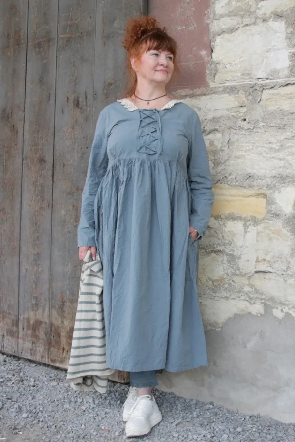 Kleider*Ewa i Walla * Kleid 55864 JULIANNA in blau grau (storm blue) - reine Knitterbaumwolle