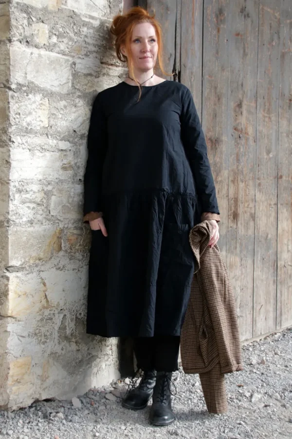 Kleider*Ewa i Walla * Kleid 55865 LEONOR in schwarz (black) - reine Knitterbaumwolle