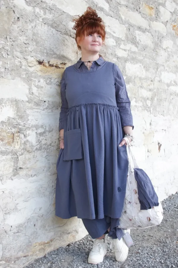 Kleider*Ewa i Walla Kleid 55895 RUBY in blau (blue) - Seersucker aus reiner Baumwolle