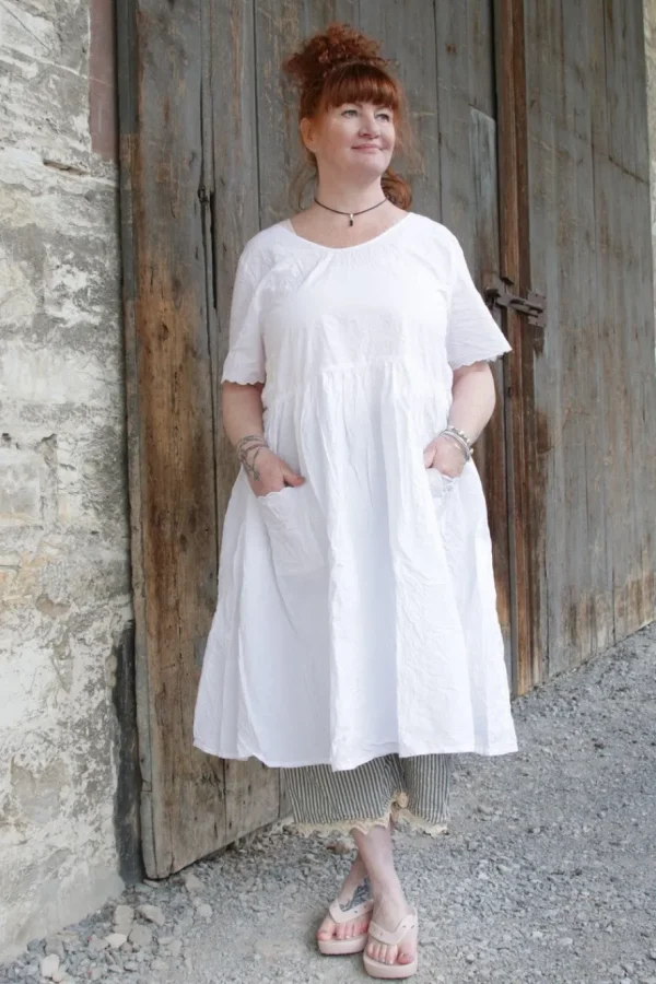 Kleider*Ewa i Walla Kleid 55839 VEGA in reinweiss (white) - reine Knitterbaumwolle