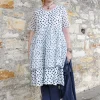 Kleider*Ewa i Walla Kleid DINTI 55888 in weiß mit blauen Punkten (original) - reine Baumwolle