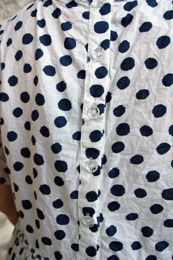 Kleider*Ewa i Walla Kleid DINTI 55888 in weiß mit blauen Punkten (original) - reine Baumwolle