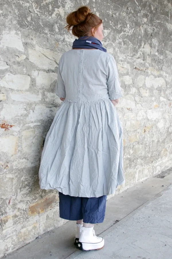 Kleider*Ewa i Walla Kleid KJELLA 55906 in hellblau zart kariert (original) - Baumwolle mit Leinen