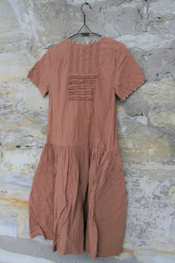 Kleider*Ewa i Walla knielanges Kleid 55796 ESTELLE in rostrot - reine Knitterbaumwolle