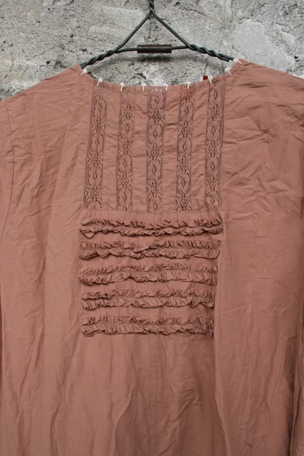 Kleider*Ewa i Walla knielanges Kleid 55796 ESTELLE in rostrot - reine Knitterbaumwolle
