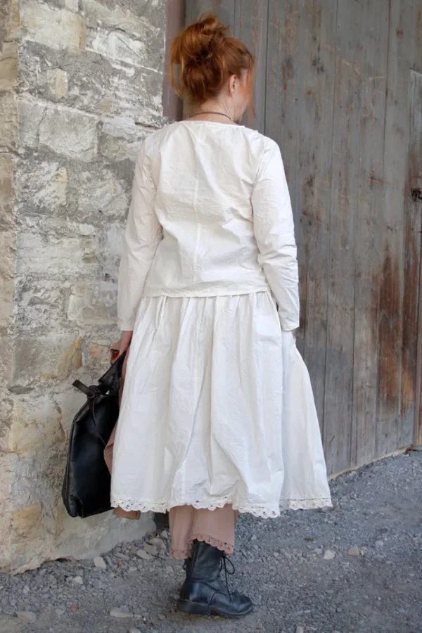 Röcke*Ewa i Walla * Rock 22239 GITTE in zartem creme (cream) - reine Knitterbaumwolle