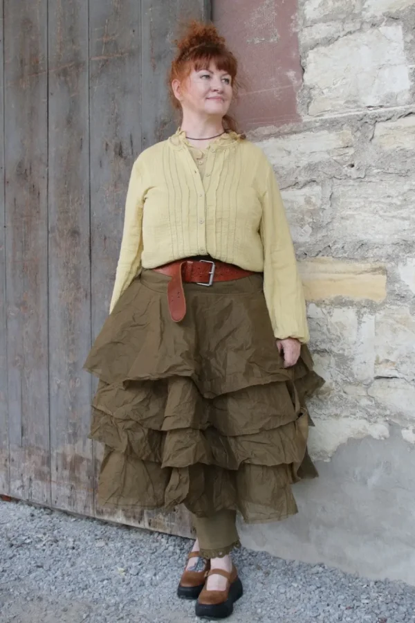 Röcke*Ewa i Walla Rock 22220 TINE oliv (olive) - Hard Voile aus reiner Baumwolle