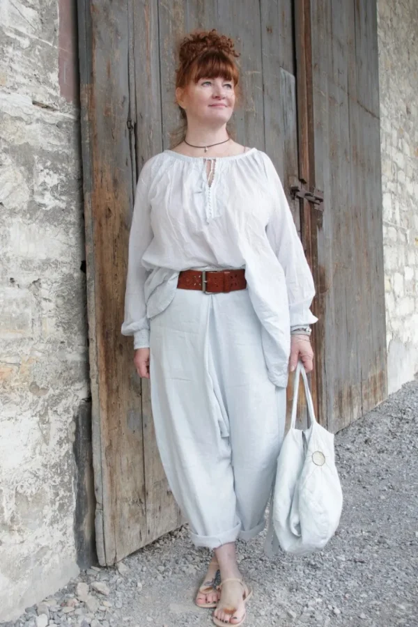 Hosen*Ewa i Walla Sarouel-Hose 11409 MAJVI in pastellblau (ice blue) - softes Leinen