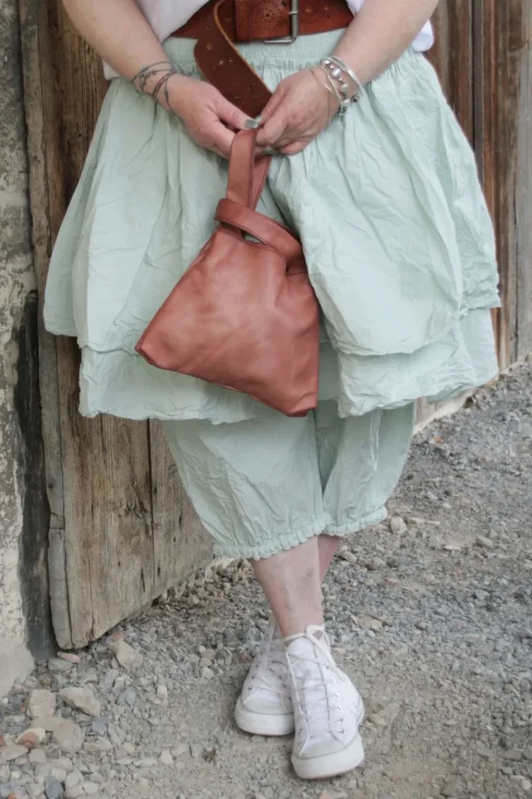 Taschen*FRA.SA Minibag RIO im dunklen Lachston & dezenten Vintagelook - butterweiches, recyceltes Leder