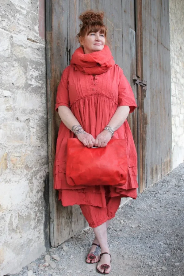 Taschen*FRA.SA Mini-Shopper NINA in vintage rot (rosso red) - supersoftes, recyceltes Leder