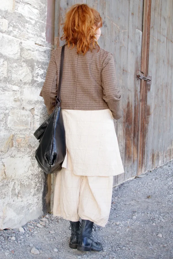 Hosen*Les Ours Hose GUS mit Hahnentrittmuster in creme-caramel - softe Damast-Baumwolle
