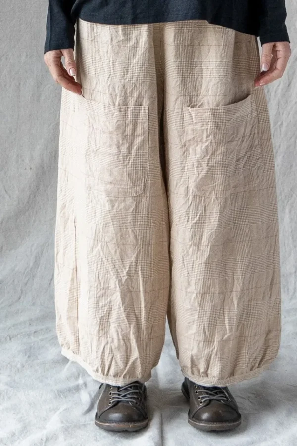 Hosen*Les Ours Hose GUS mit Hahnentrittmuster in creme-caramel - softe Damast-Baumwolle