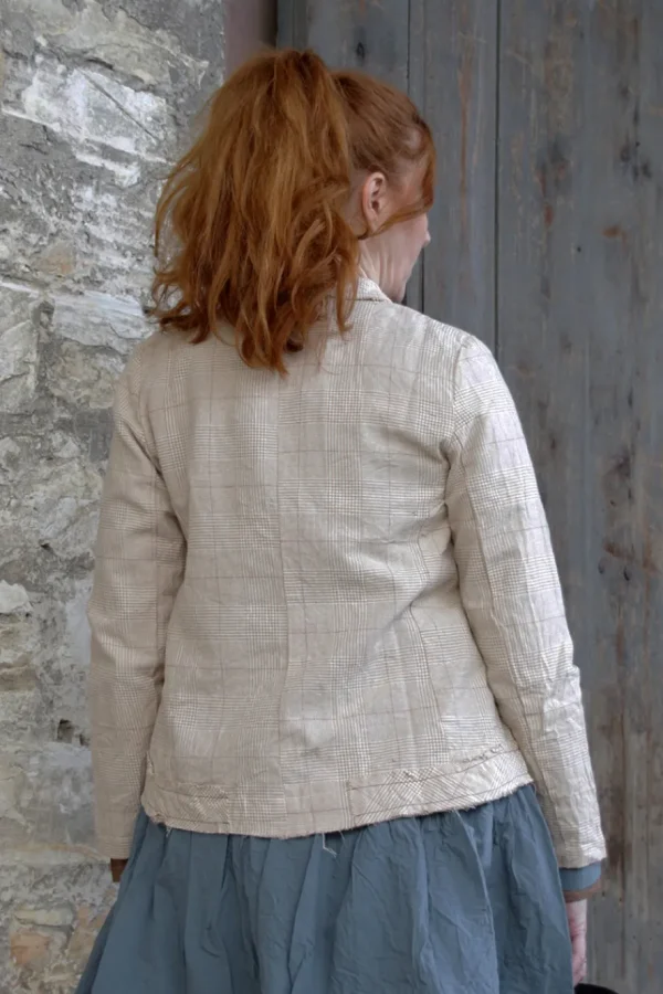 Jacken*Les Ours Jacke LIMOUNE mit Hahnentrittmuster in creme-caramel - softe Damast-Baumwolle