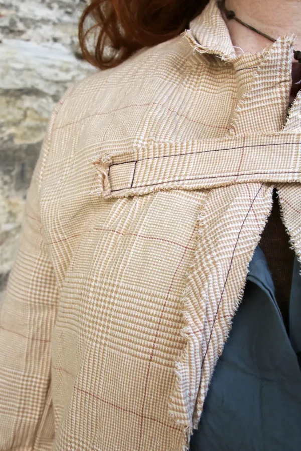 Jacken*Les Ours Jacke LIMOUNE mit Hahnentrittmuster in creme-caramel - softe Damast-Baumwolle