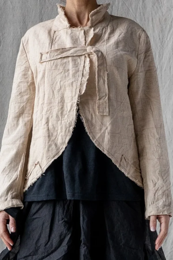 Jacken*Les Ours Jacke LIMOUNE mit Hahnentrittmuster in creme-caramel - softe Damast-Baumwolle