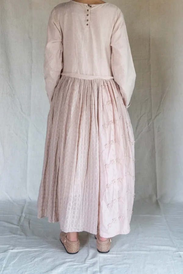 Kleider*Les Ours Kleid ADRIANA im zarten rose mit süßen Blümchen & Stickerei - reine, softe Baumwolle